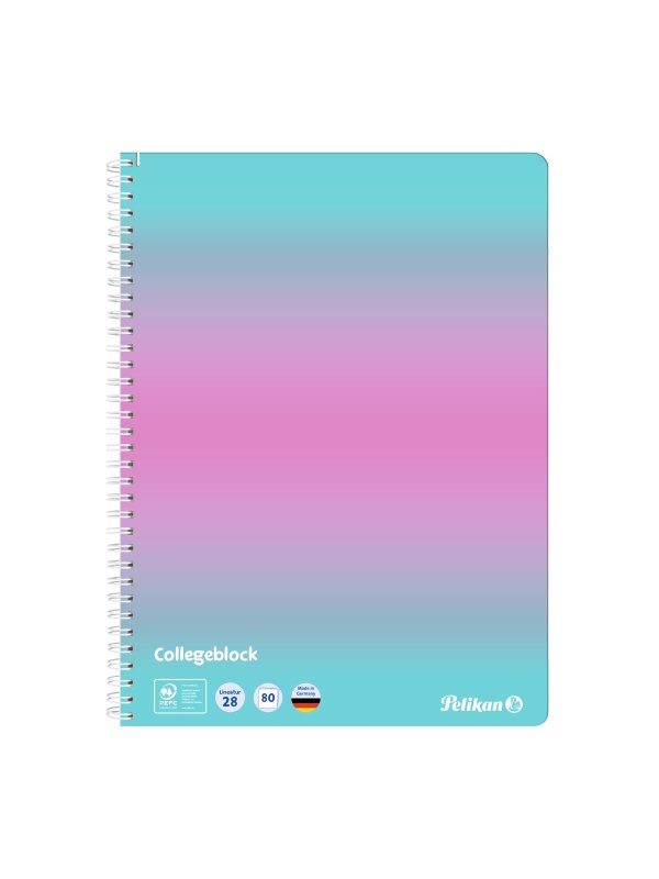 CAIET A4 80 FILE SPIRA PATRATELE PERFORAT COLOR EDITION, PEFC, CULOARE ROZ/MENTA