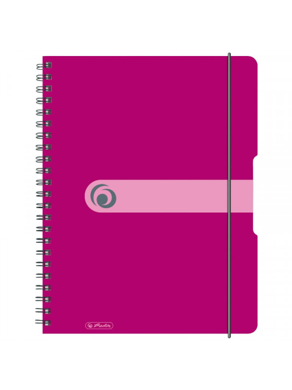 Caiet a4 80f spirala elastic perforat eotg coperta pp fucsia opac