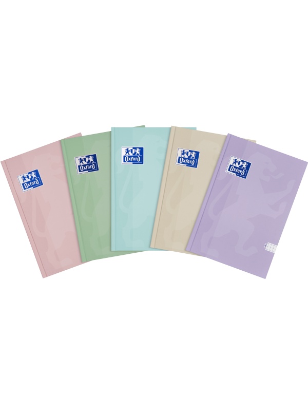 CAIET OXFORD TOUCH PASTEL, A5 96 FILE, HARTIE OPTIK 90G/MP, COPERTA PLASTIFIATA RIGIDA SOFT TOUCH, PEFC, MARGINI LINIATE, PATRATELE, DIVERSE CULORI PASTEL