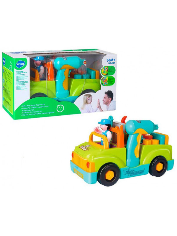 Camionul plin cu scule al micului mecanic cu lumini si sunete