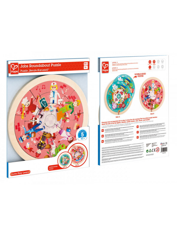 Hape puzzle rotund cu 2 fete