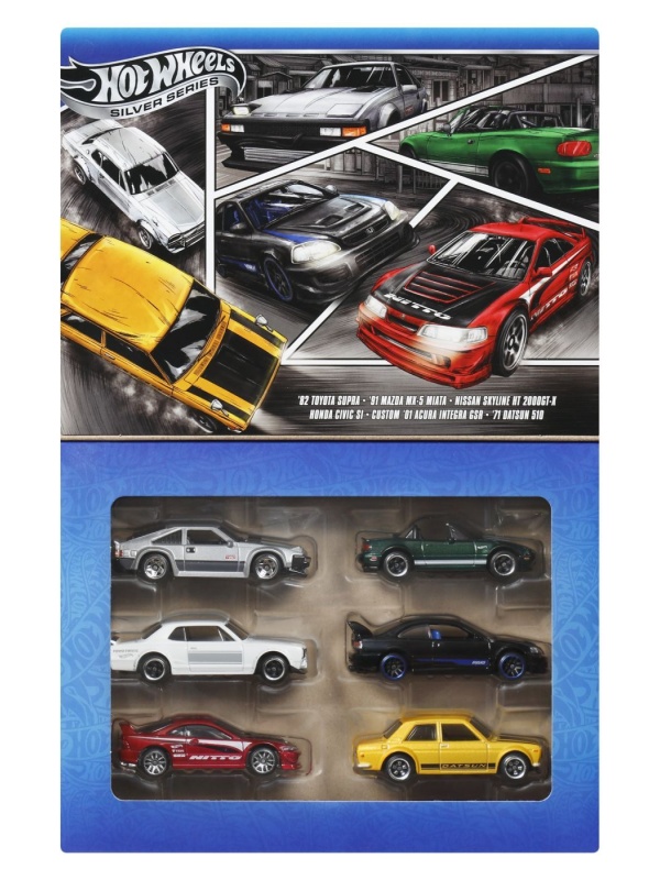 HOT WHEELS SILVER SERIES SET 6 MASINUTE METALICE TEMATICA JAPONEZA