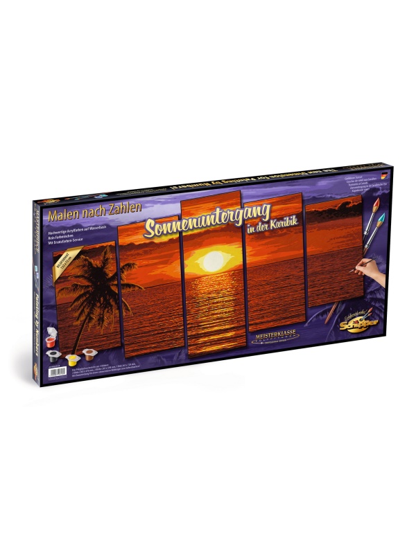 KIT PICTURA PE NUMERE SCHIPPER APUS IN CARAIBE, 5 TABLOURI