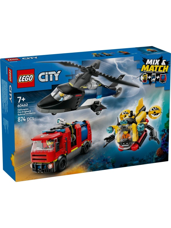 LEGO CITY ELICOPTER, CAMION DE POMPIERI SI SUBMARIN REMIXATE 60462