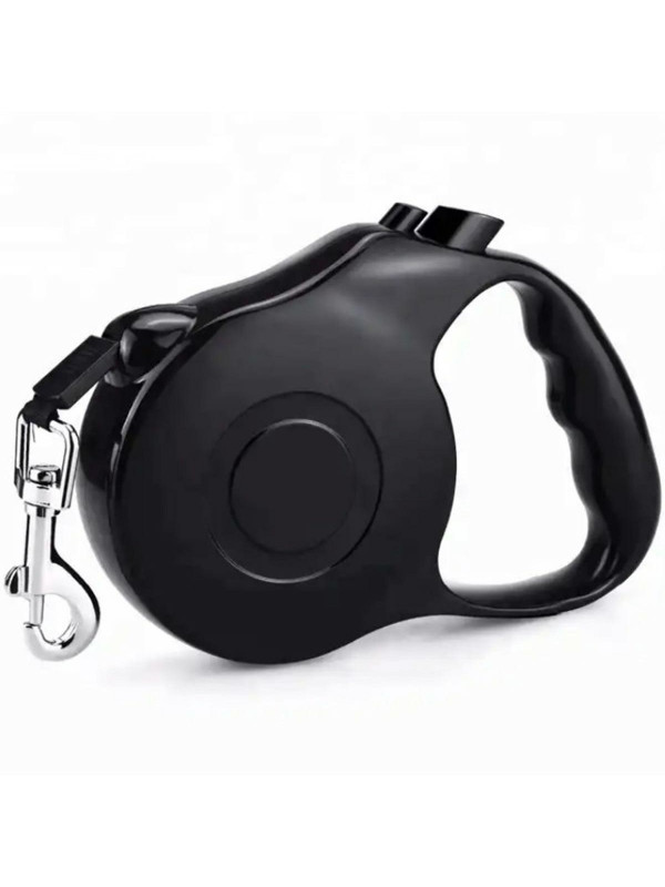 Lesa Retractabila Automata cu carabina pentru caini, lungime sfoara 5m, culoare Neagra