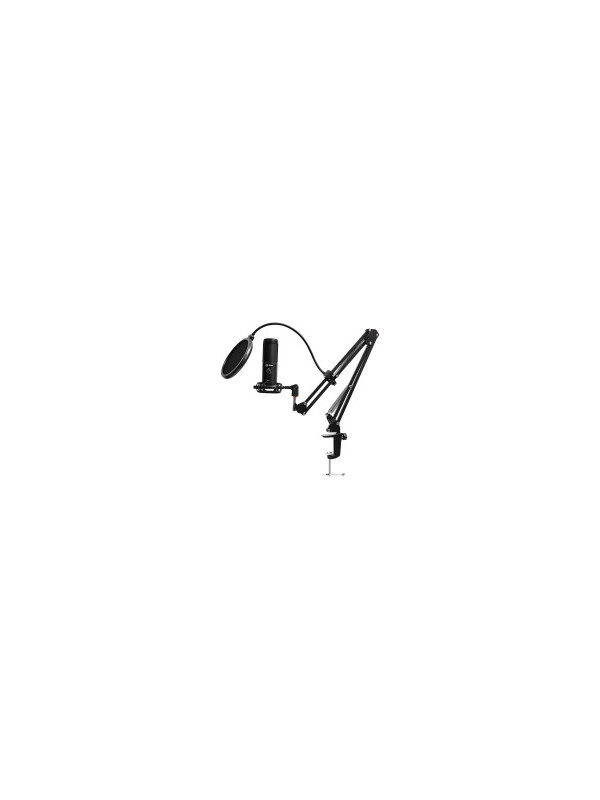 LORGAR Voicer 931, Gaming Microphone, Black, USB condenser microphone with boom arm stand, pop filter, tripod stand. including 1* microphone, 1*Boom Arm Stand with C-clamp, 1*shock mount, 1*pop filter, 1*windscreen cap, 1*2.5m type-C USB cable, 1* Extra t