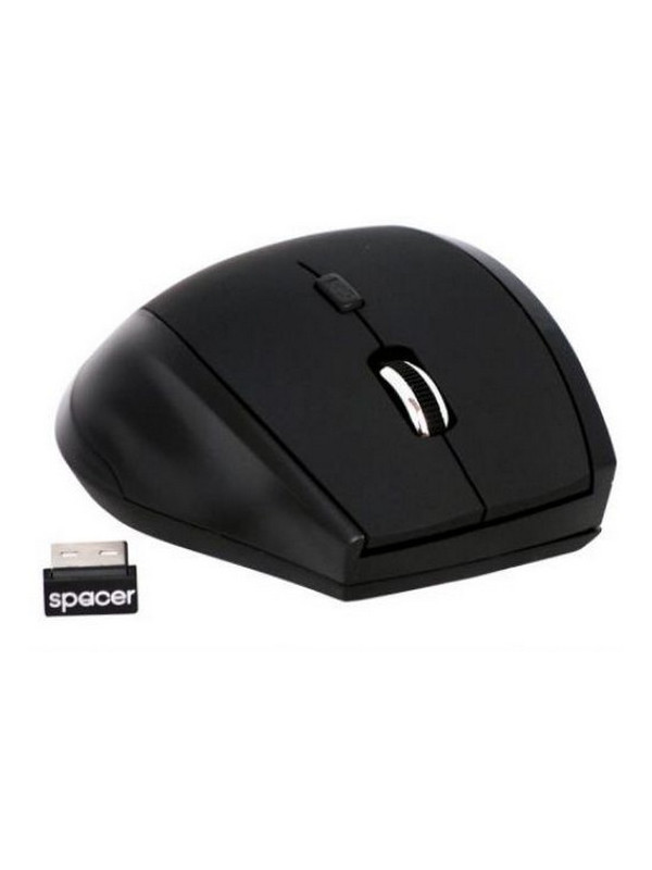 Mouse Wireless SPACER 2.4GHz, 6D, cauciucat, scroll metalic