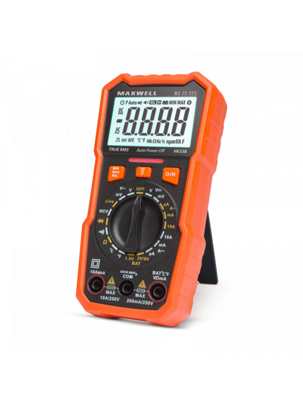 Multimetru digital Maxwell MX 25223 cu tester baterie, masurare temperatura + functie lumina de lucru
