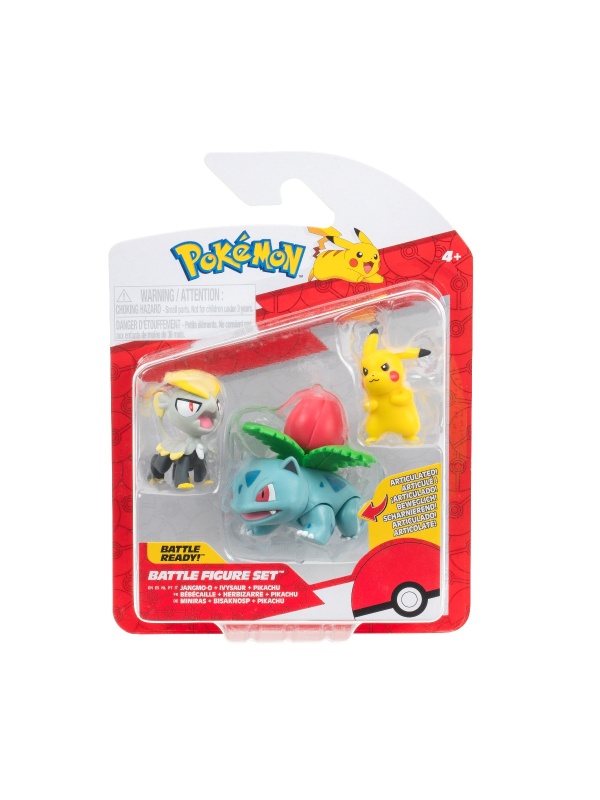 Pokemon - Set 3 figurine de actiune, 3PK: Pikachu #2, Jangmo-o, Ivysaur W21