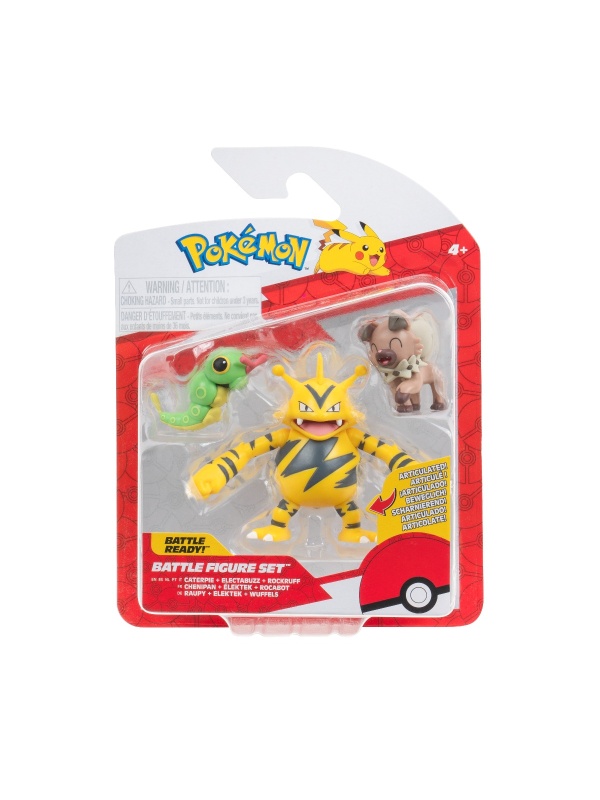 Pokemon - Set 3 figurine de actiune, Caterpie, Rockruff, Electabuzz W21