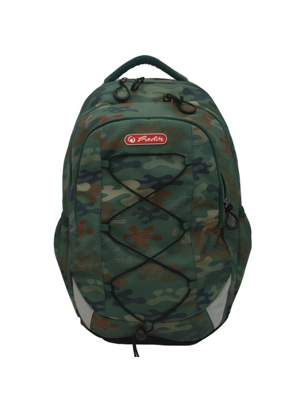 RUCSAC HERLITZ STRINGS PRO: ERGONOMIC, SPATIOS, POLIESTER RECICLAT REZISTENT LA APA, BRETELE AJUSTABILE, BANDA/FERMOARE REFLECTORIZANTE, MOTIV ARMY