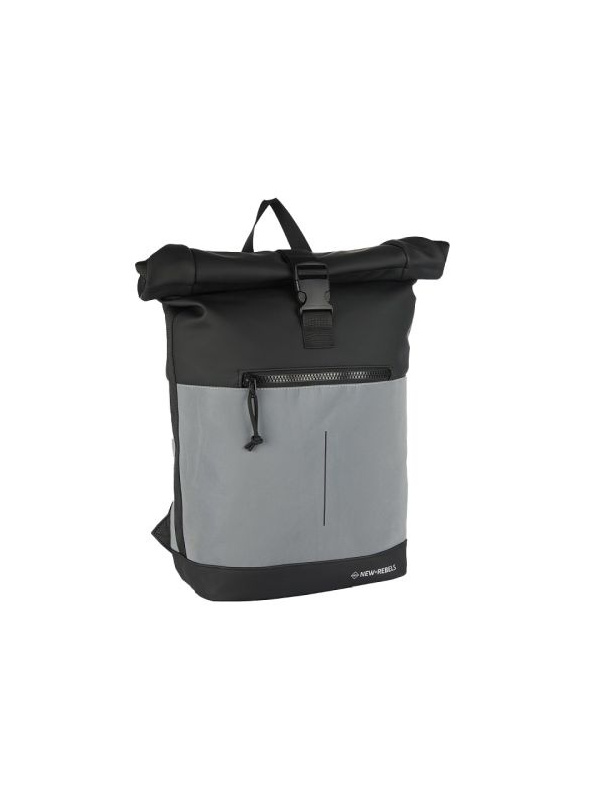 RUCSAC NEW REBELS BOWIE-NEW YORK ROLLTOP, DIMENSIUNI 30/12/43 CM, CULOARE NEGRU