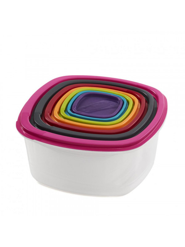 Set 7 caserole patrate cu capace,plastic