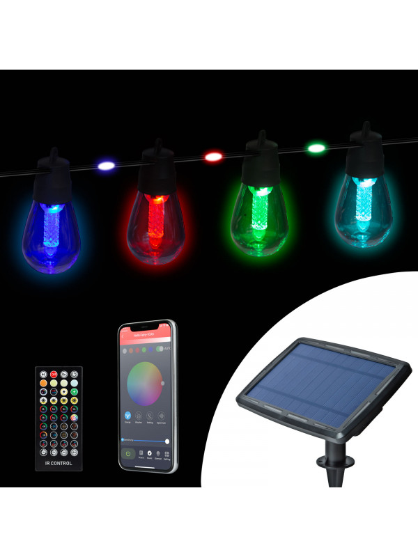 Șir de lumini solare inteligente - 84+15 LED-uri RGB - 14,5 m - bluetooth