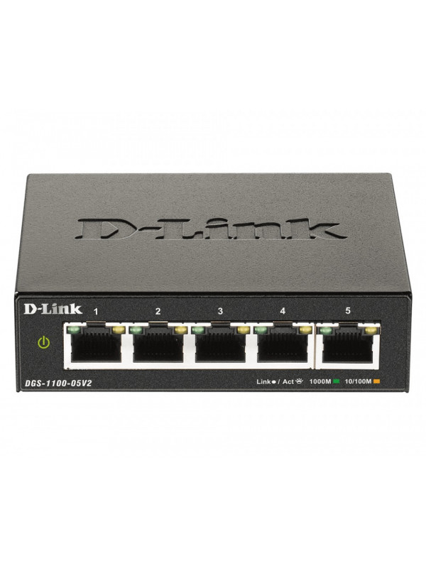 SWITCH D-LINK SMART 5 porturi Gigabit, carcasa metalica, "DGS-1100-05V2"