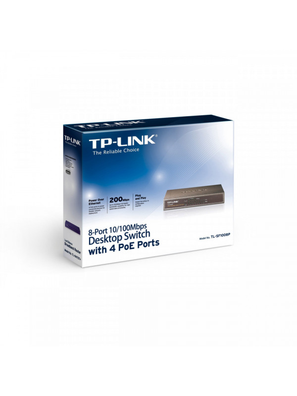 Switch TP-LINK TL-SF1008P, 8 x 10/100 Mbps + 4 porturi PoE