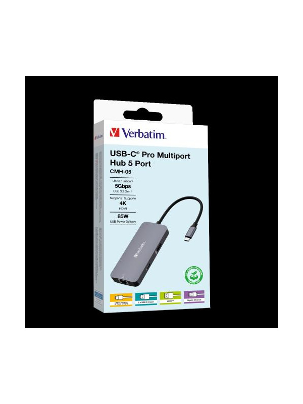 Verbatim USB-C Pro Multiport Hub CMH-05 HDMI | RJ45 | 2 x USB-A | USB-C