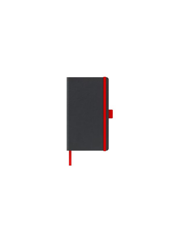 AGENDA NEDATATA A5 CASTELLI, COPERTA RIGIDA NEGRU, ELASTIC ROSU, DICTANDO IVORY