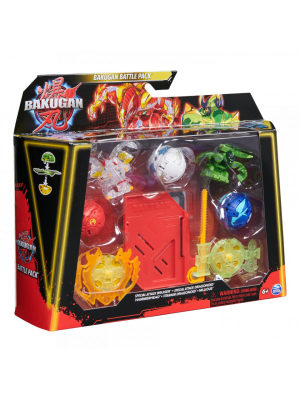 Bakugan set de lupta bruiser, dragonoid, hammerhead, titanium dragonoid si nillious