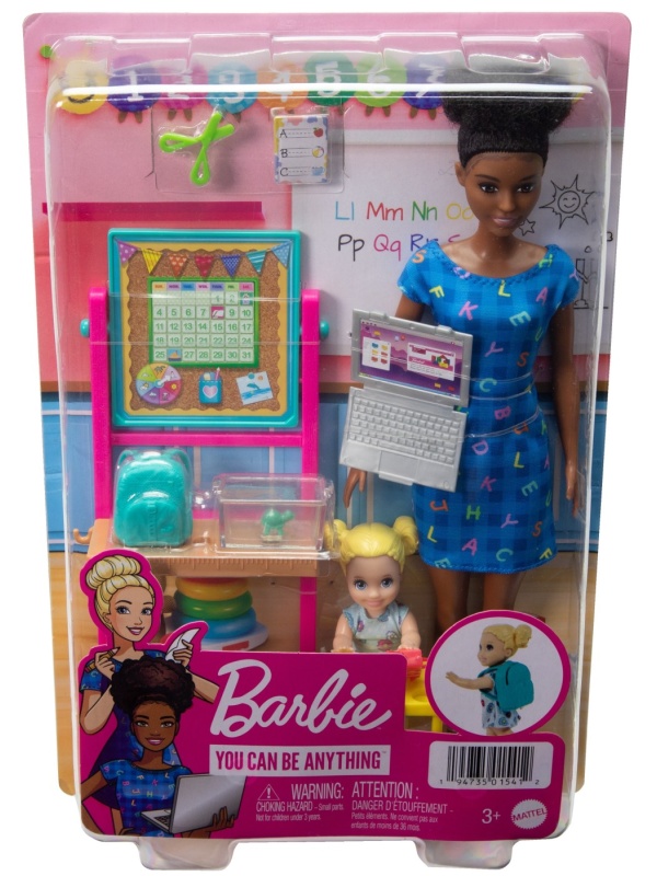 BARBIE CARIERE SET MOBILIER CU PAPUSA BRUNETA PROFESOARA