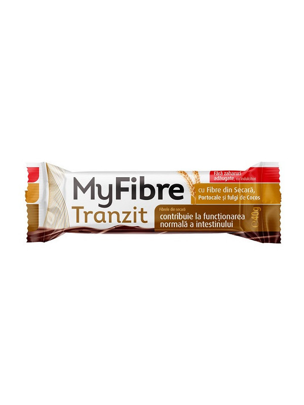 Baton my fibre tranzit cu fibre secara, cocos si portocale f.zahar 40g sly nutritia