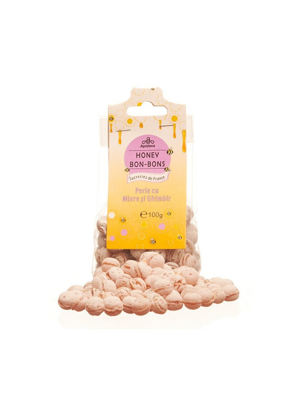 Bomboane perle cu miere si ghimbir 100g apidava