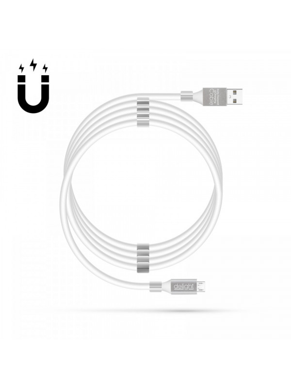 Cablu magnetic de date - MicroUSB - 2A - alb