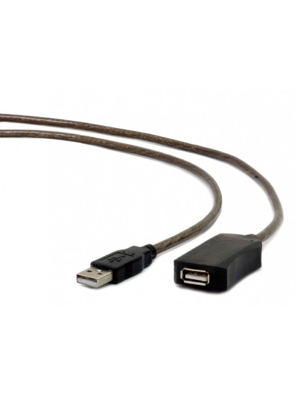 CABLU USB GEMBIRD prelungitor, USB 2.0 (T) la USB 2.0 (M), 10m, activ (permite folosirea unui cablu USB lung), black "UAE-01-10M"