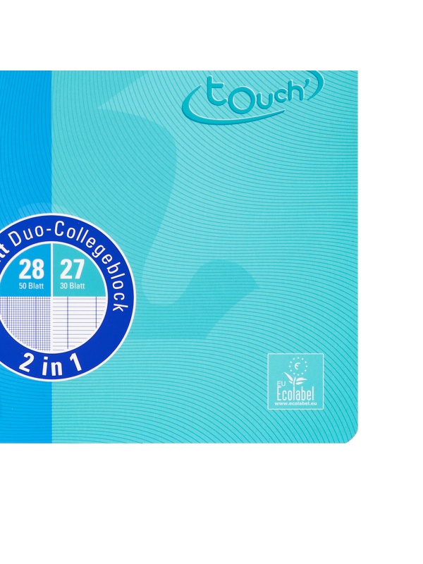 CAIET OXFORD TOUCH DUO, A4+ 80F, SPIRA DUBLA, SCRIBZEE, DICTANDO+PATRATELE, CULOARE ALBASTRU AQUA