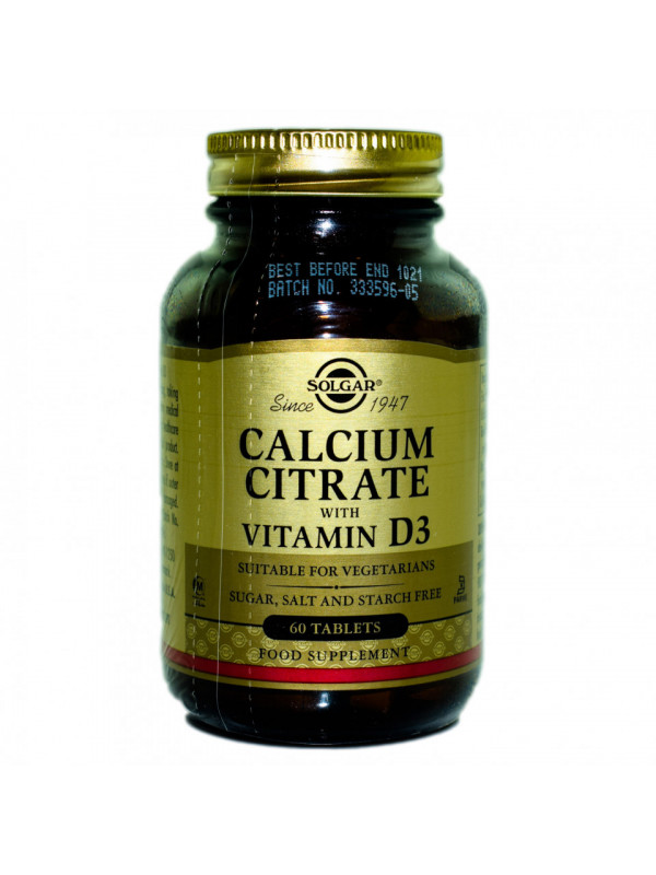 CALCIUM CITRATE 250mg with VITAMIN D3 tabs 60cps SOLGAR