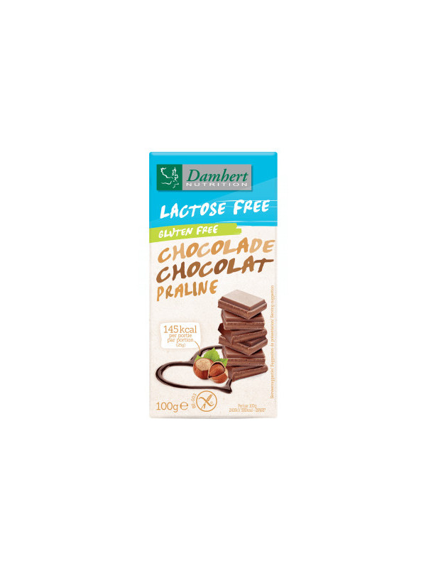 Ciocolata cu alune si lapte fara lactoza si fara gluten Damhert 100g