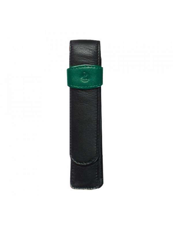 Etui de piele TG12 negru-verde, pentru 1 instrument de scris