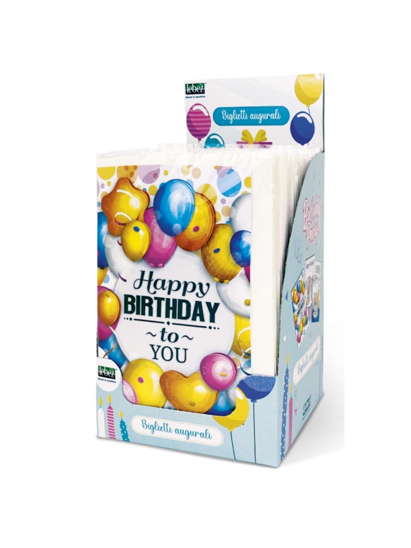 Felicitare 3D Zi de nastere, cu modele asortate, cu detalii in relief, aurii si sclipici pe exteriorul felicitarii - 11.5 x 19 cm (32 buc/display)