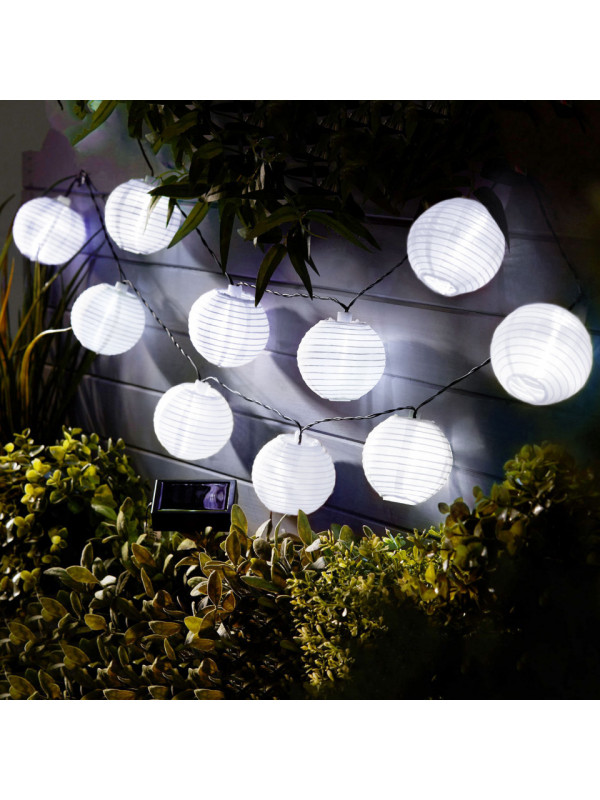 Garden of Eden - Şir 10 lampioane solare LED alb rece 3,7 m