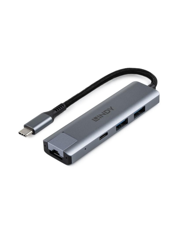Hub Lindy USB3.2 Gigabit Ethernet, gri