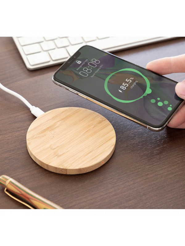 Incarcator wireless din bambus