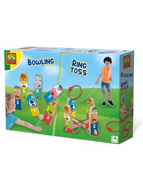 Joc de petrecere - Bowling si aruncarea inelului 2 in 1