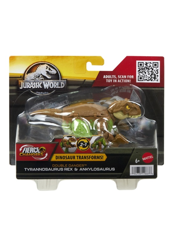 JURASSIC WORLD FIERCE CHANGERS DOUBLE DANGER DINOZAUR TRANSFORMABIL TYRANNOSAURUS REX SI ANKYLOSAURUS MARO