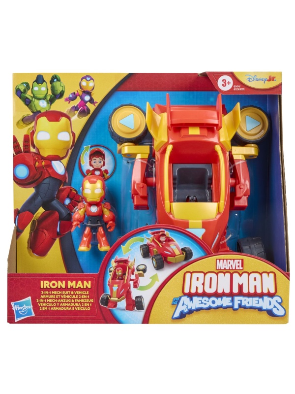 MARVEL IRON MAN SI PRIETENII SAI UIMITORI SET VEHICUL 2 IN 1 SI FIGURINA IRON MAN