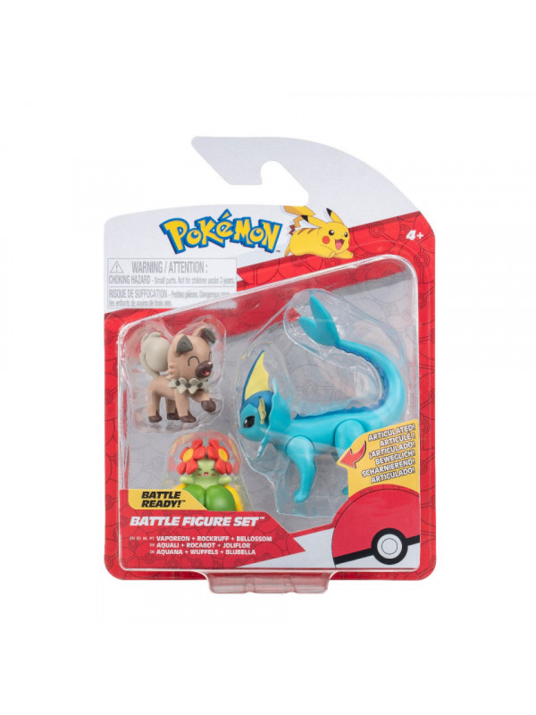 Pokemon - Set 3 figurine de actiune, (Rockruff & Bellossom & Vaporeon) S16