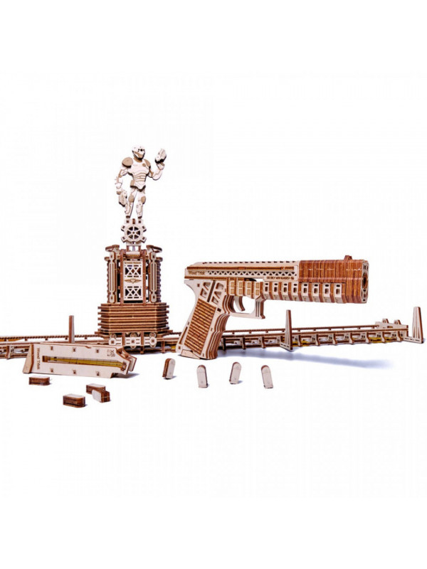 Puzzle 3D mecanic din lemn poligon de tragere
