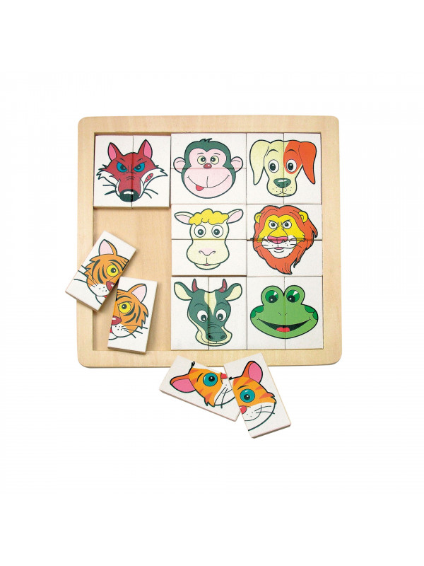 Puzzle din lemn - Portrete de animale, fundal alb