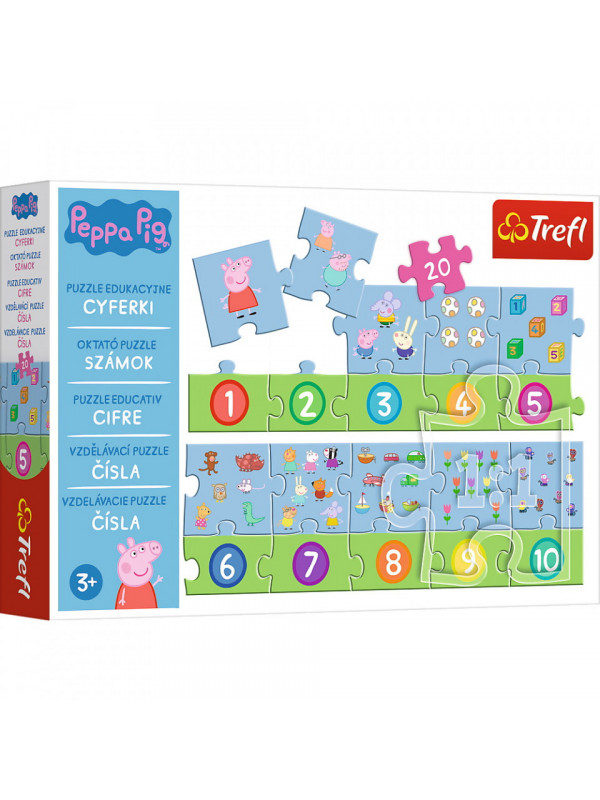 Puzzle educational 20 piese numere peppa pig