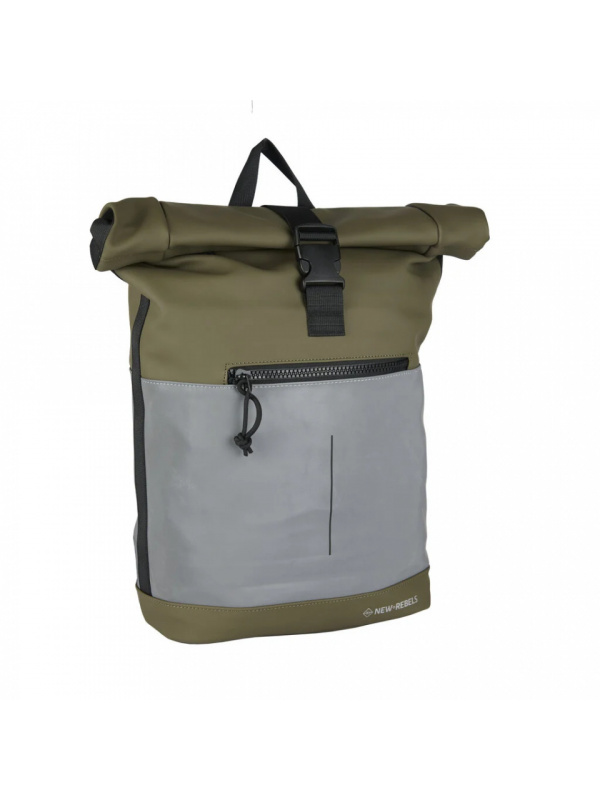 RUCSAC NEW REBELS BOWIE-NEW YORK ROLLTOP, DIMENSIUNI 30/12/43 CM, CULOARE OLIVE