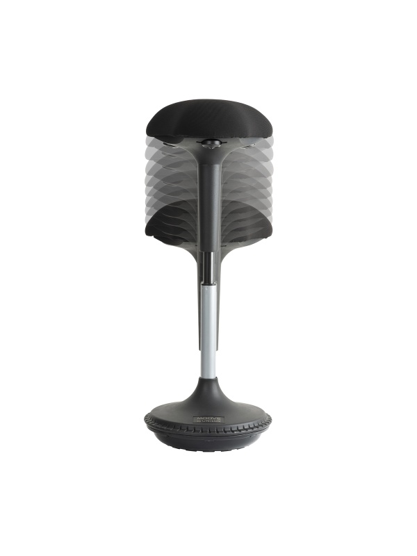 SCAUN ERGONOMIC UNILUX MOOVE, BAZA CURBATA, REGLARE PE INALTIME 63-89CM, SISTEM CU PISTON PE GAZ, 3 MANERE REGLARE, CAPTUSIT CU SPUMA DE 8CM, SUPORTA 150KG, COMPATIBIL CU BIROU ERGODESK 2/ERGO WELL, TUB METAL, BAZA CAUCIUCATA 35CM, CULOARE NEGRU