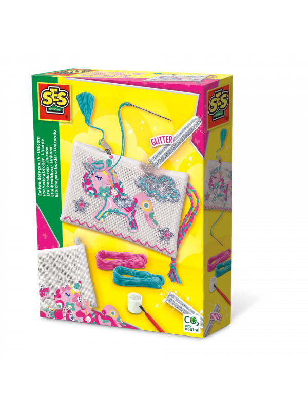 Set creativ DIY copii- Geanta brodata cu unicorn si accesorii