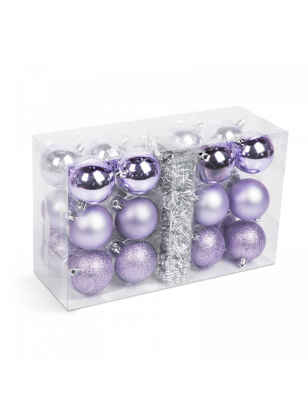 Set decorațiuni de brad - violet - 26 buc / set