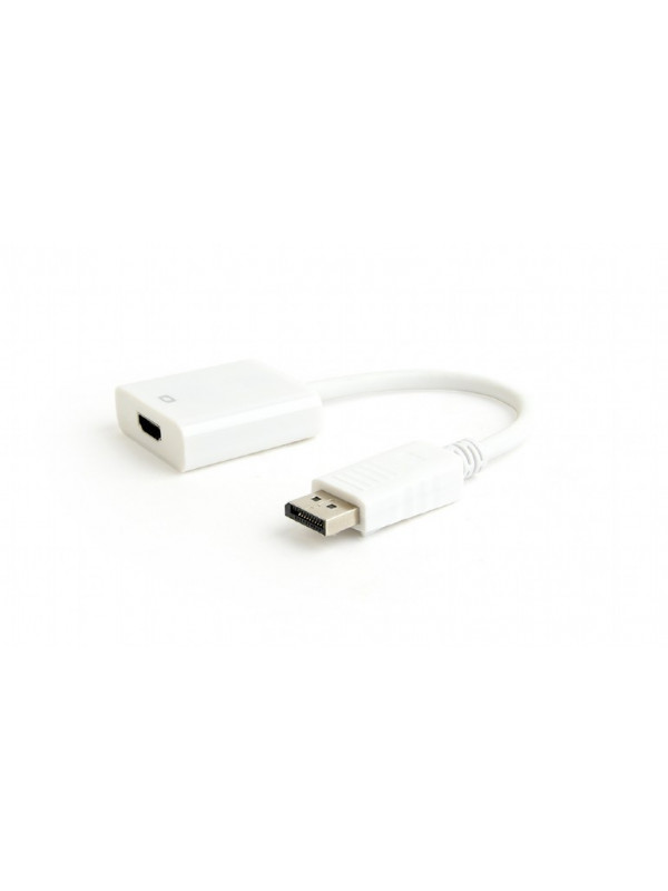 CABLU video GEMBIRD, adaptor DisplayPort (T) la HDMI (M), 10cm, rezolutie maximaFull HD (1920 x 1080) la 60Hz, alb, "A-DPM-HDMIF-002-W"