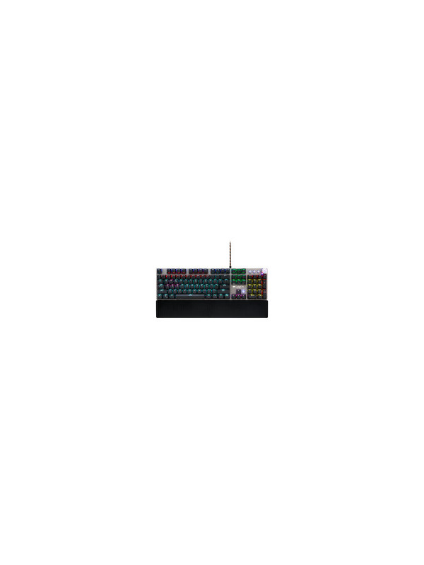 CANYON Nightfall GK-7, Wired Gaming Keyboard,Black 104 mechanical switches,60 million times key life, 22 types of lights,Removable magnetic wrist rest,4 Multifunctional control knob,Trigger actuation 1.5mm,1.6m Braided cable,US layout,dark grey, size:435*