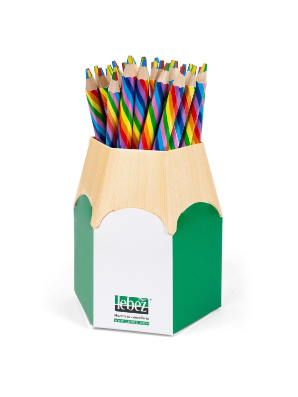 Creion jumbo Curcubeu cu mina multicolora (32buc/display)